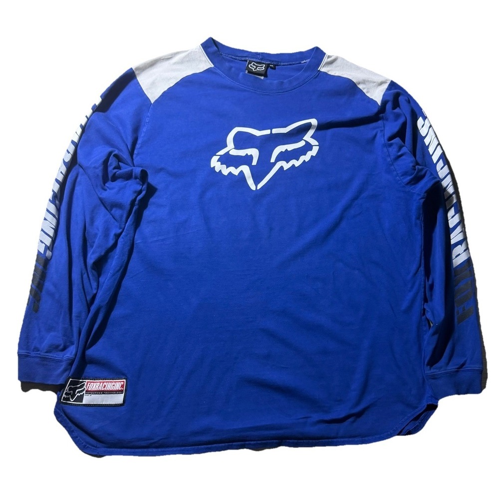 Y2K Fox Racing Long Sleeve Jersey Shirt Mens 4XL Blue Motocross BMX MX